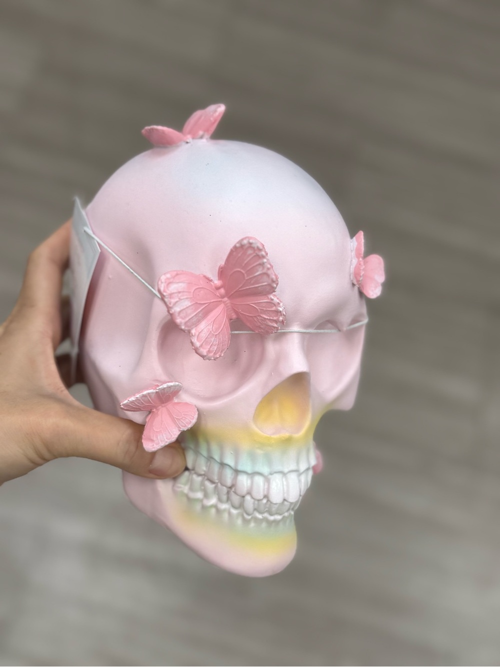 Pastel Pink Butterfly Skull Headpiece by - Picture 2 of 2